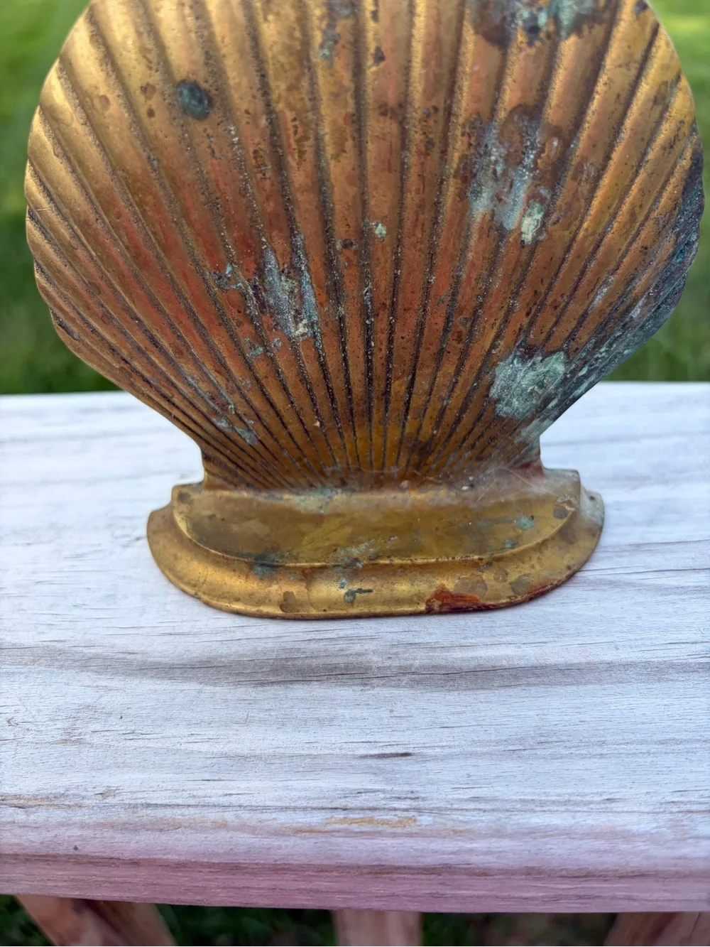 Vintage Solid Brass Clamshell Bookend Sea Shell Pearl Clam  Book End